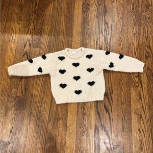 Zara Cream Sweater with Black Heart Pattern